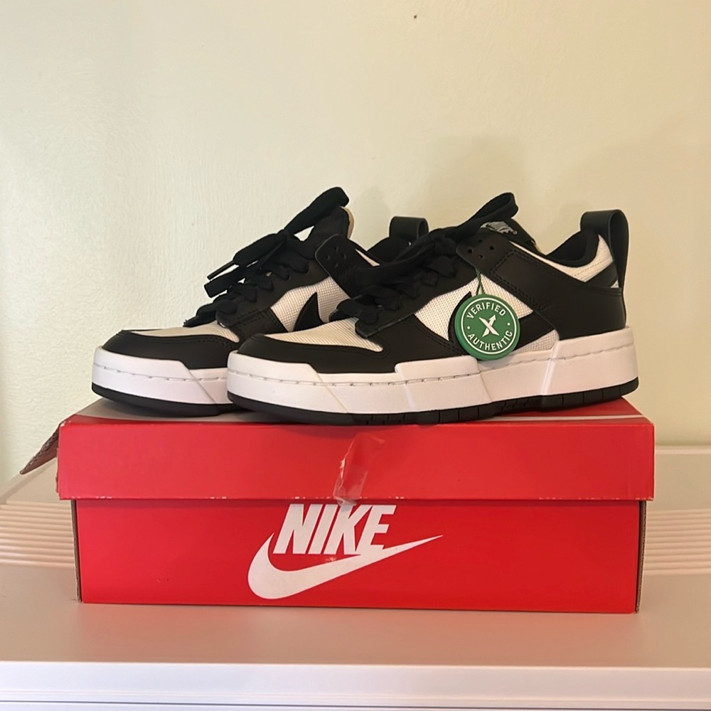 W NIKE DUNK LOW DISRUPT S7 NWT NEVER WORN W AUTHENTICITY TAG P BLACK/WHITE PANDA